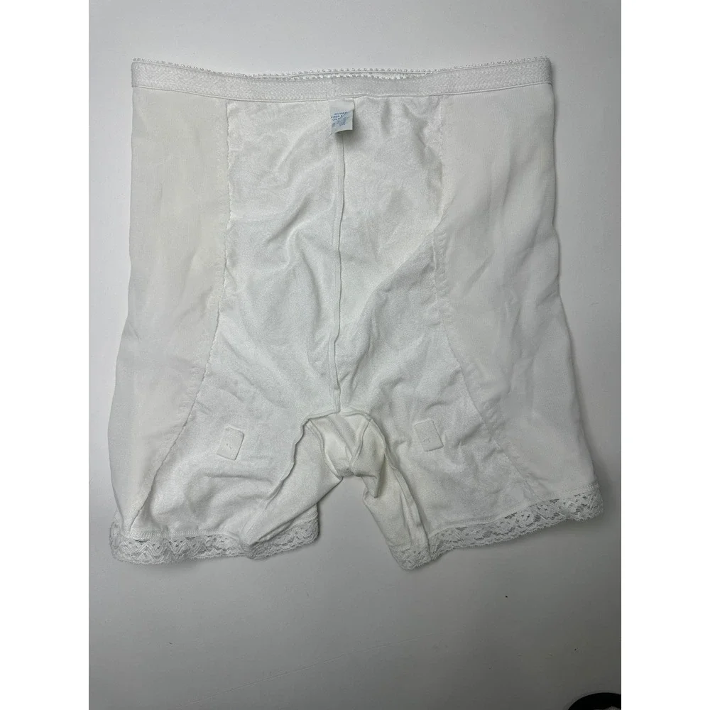 Vintage 80s Adonna JCPenney Shapewear Shorts White Lace Floral Girdle 4525 342X